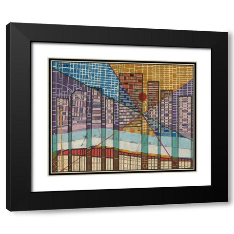 Modern Map of Detroit Black Modern Wood Framed Art Print with Double Matting by Galapon, Nikki