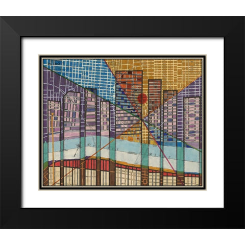 Modern Map of Detroit Black Modern Wood Framed Art Print with Double Matting by Galapon, Nikki
