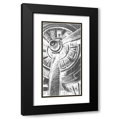 Graphic Propeller Triptych II Black Modern Wood Framed Art Print with Double Matting by Harper, Ethan