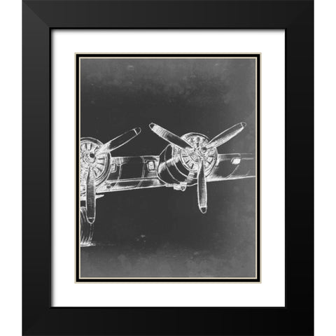 Graphic Plane Triptych III Black Modern Wood Framed Art Print with Double Matting by Harper, Ethan