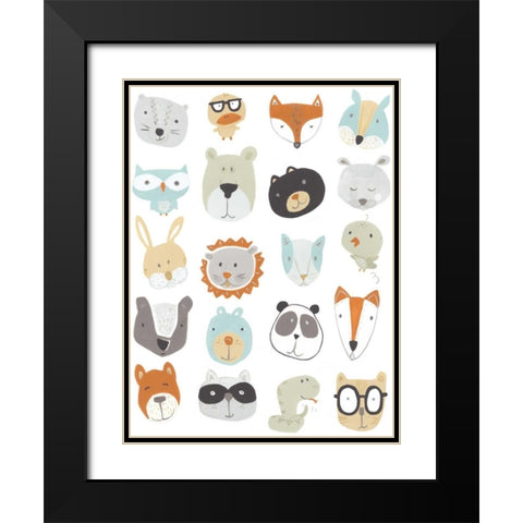 Friendly Faces Black Modern Wood Framed Art Print with Double Matting by Vess, June Erica