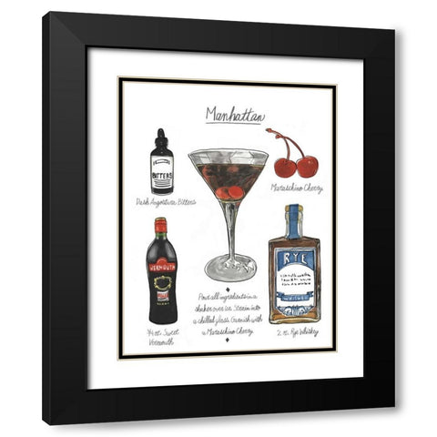 Classic Cocktail - Manhattan Black Modern Wood Framed Art Print with Double Matting by McCavitt, Naomi