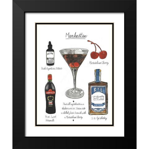 Classic Cocktail - Manhattan Black Modern Wood Framed Art Print with Double Matting by McCavitt, Naomi