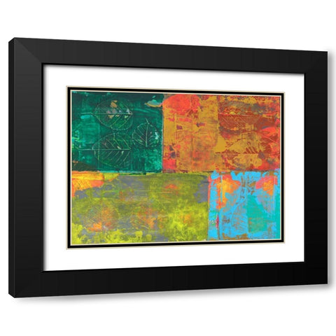 Colorful Leaf Imprint II Black Modern Wood Framed Art Print with Double Matting by Ray, Elena