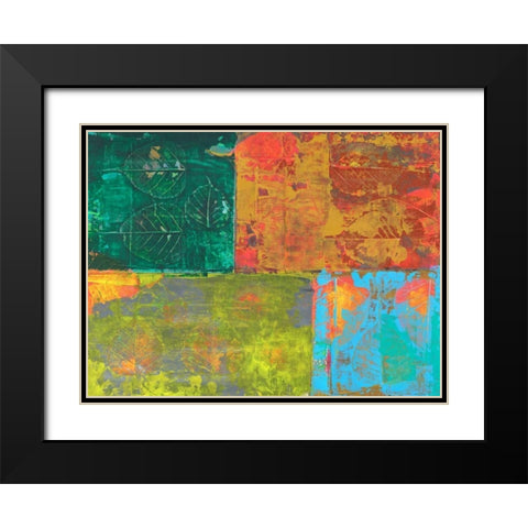 Colorful Leaf Imprint II Black Modern Wood Framed Art Print with Double Matting by Ray, Elena