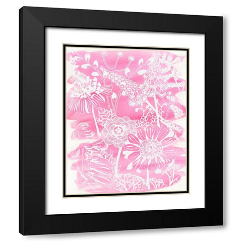 Fuchsia Bouquet II Black Modern Wood Framed Art Print with Double Matting by Zarris, Chariklia