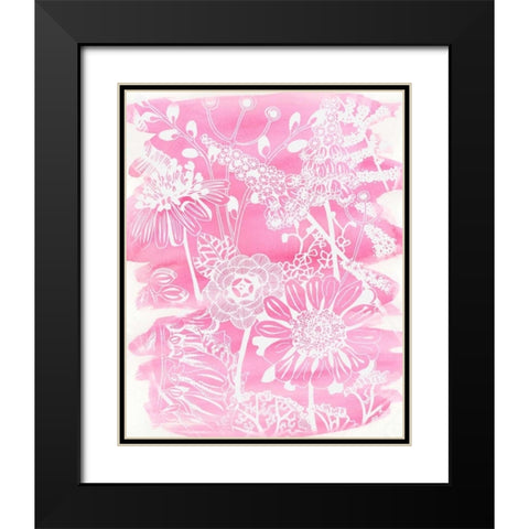 Fuchsia Bouquet II Black Modern Wood Framed Art Print with Double Matting by Zarris, Chariklia