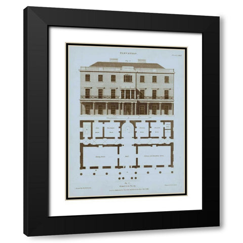 Chambray House and Plan II Black Modern Wood Framed Art Print with Double Matting by Kelly, Thomas