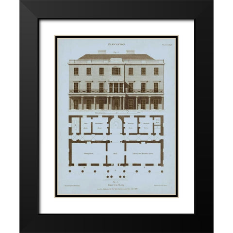 Chambray House and Plan II Black Modern Wood Framed Art Print with Double Matting by Kelly, Thomas