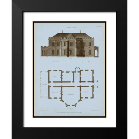 Chambray House and Plan III Black Modern Wood Framed Art Print with Double Matting by Kelly, Thomas