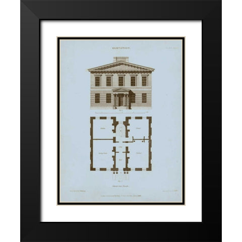 Chambray House and Plan IV Black Modern Wood Framed Art Print with Double Matting by Kelly, Thomas