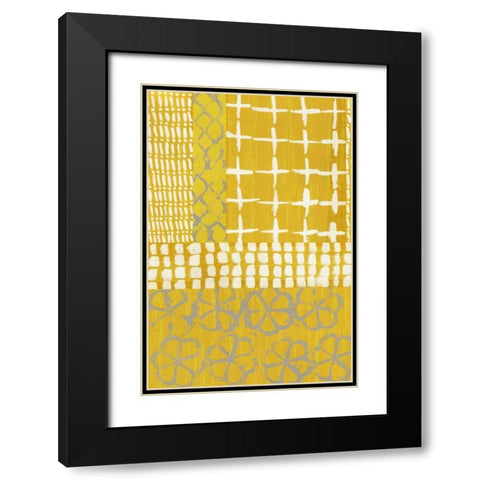 Golden Blockprint I Black Modern Wood Framed Art Print with Double Matting by Zarris, Chariklia