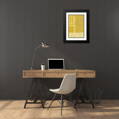 Golden Blockprint II Black Modern Wood Framed Art Print with Double Matting by Zarris, Chariklia