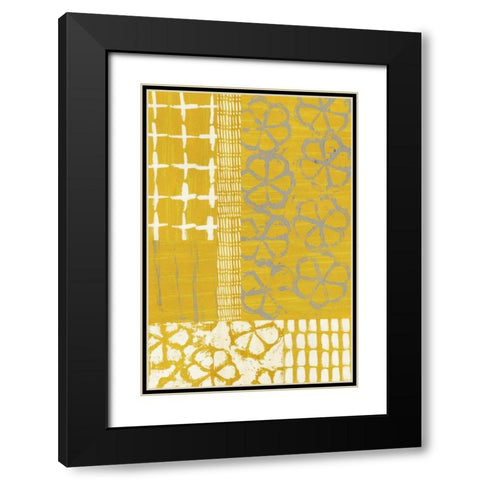 Golden Blockprint II Black Modern Wood Framed Art Print with Double Matting by Zarris, Chariklia
