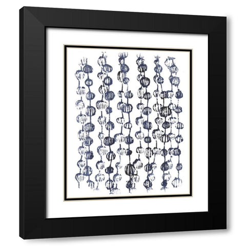 Indigo Batik Vignette V Black Modern Wood Framed Art Print with Double Matting by Vess, June Erica