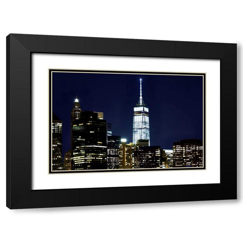 New York at Night VI Black Modern Wood Framed Art Print with Double Matting by McLoughlin, James