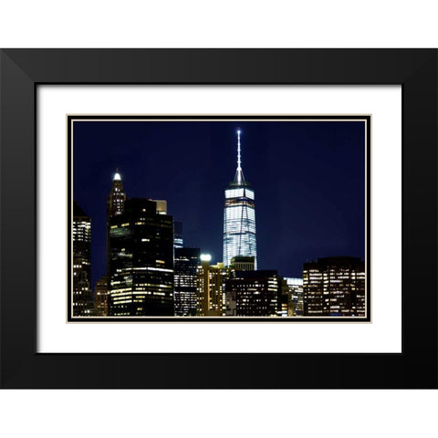 New York at Night VI Black Modern Wood Framed Art Print with Double Matting by McLoughlin, James