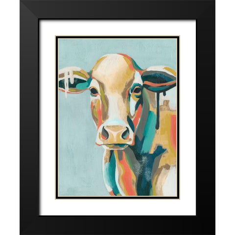 Colorful Cows I Black Modern Wood Framed Art Print with Double Matting by Popp, Grace