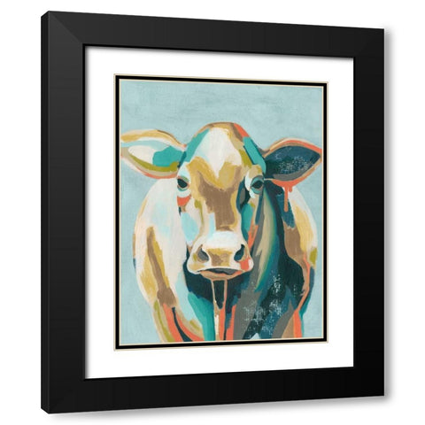 Colorful Cows II Black Modern Wood Framed Art Print with Double Matting by Popp, Grace