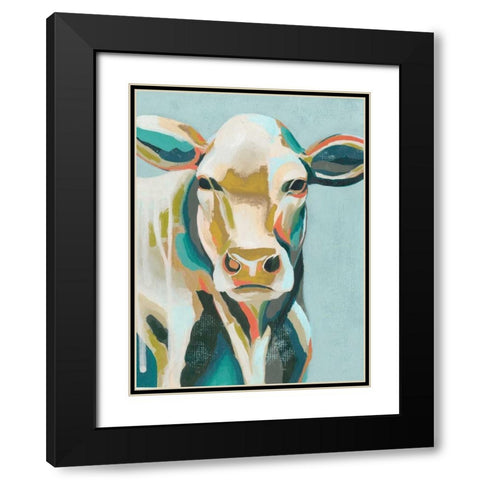 Colorful Cows III Black Modern Wood Framed Art Print with Double Matting by Popp, Grace