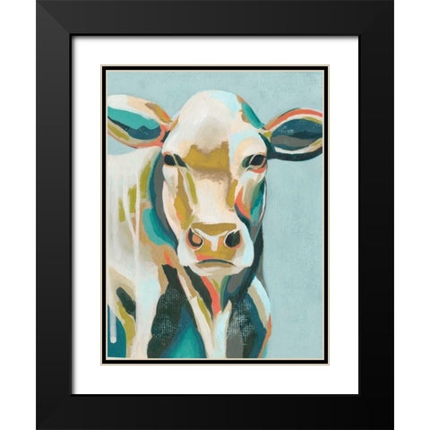 Colorful Cows III Black Modern Wood Framed Art Print with Double Matting by Popp, Grace