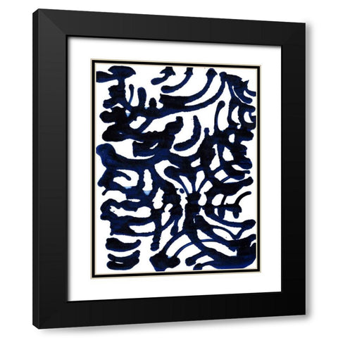 Indigo Swirls I Black Modern Wood Framed Art Print with Double Matting by Fuchs, Jodi