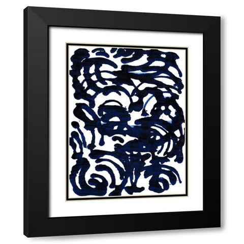 Indigo Swirls II Black Modern Wood Framed Art Print with Double Matting by Fuchs, Jodi