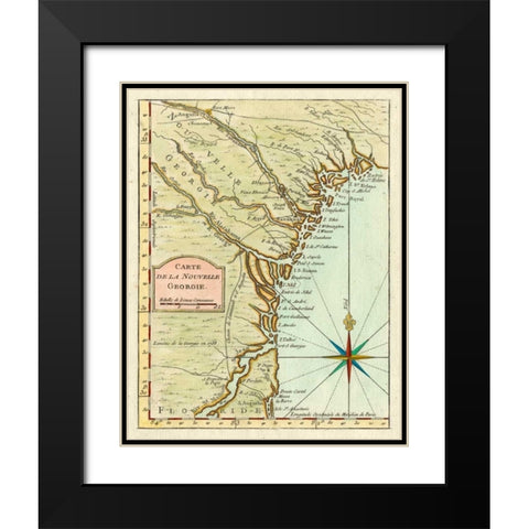 Petite Map of Georgia Black Modern Wood Framed Art Print with Double Matting by Unknown