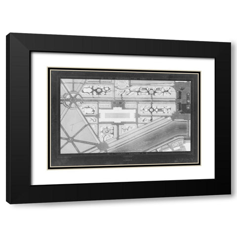 French Garden Blueprint IV Black Modern Wood Framed Art Print with Double Matting by Unknown