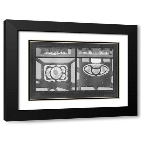 French Garden Blueprint V Black Modern Wood Framed Art Print with Double Matting by Unknown