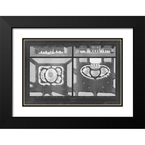 French Garden Blueprint V Black Modern Wood Framed Art Print with Double Matting by Unknown