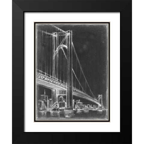 Suspension Bridge Blueprint I Black Modern Wood Framed Art Print with Double Matting by Harper, Ethan