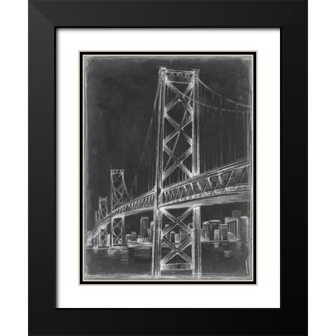 Suspension Bridge Blueprint II Black Modern Wood Framed Art Print with Double Matting by Harper, Ethan