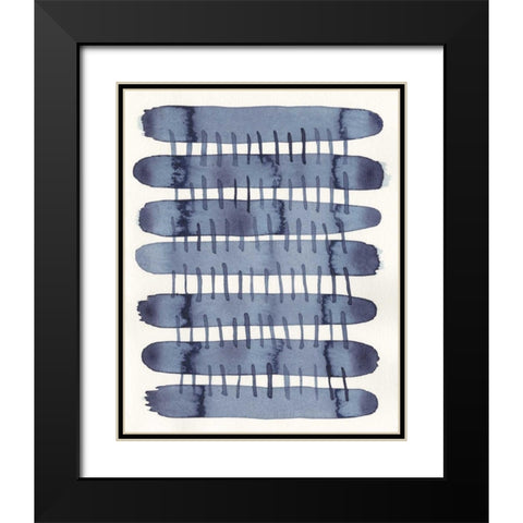 Indigo Stitchy I Black Modern Wood Framed Art Print with Double Matting by Galapon, Nikki