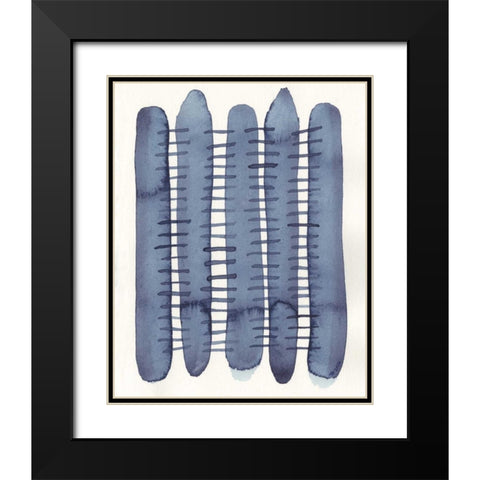 Indigo Stitchy II Black Modern Wood Framed Art Print with Double Matting by Galapon, Nikki