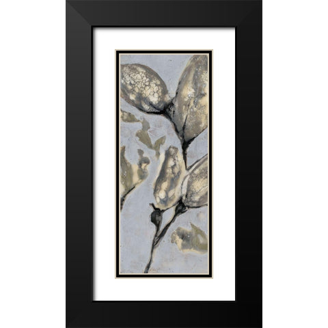 Custom Flower Bud Triptych I (ASH) Black Modern Wood Framed Art Print with Double Matting by Goldberger, Jennifer