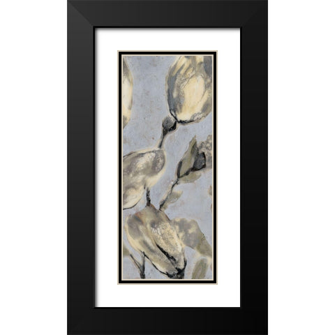 Custom Flower Bud Triptych II (ASH) Black Modern Wood Framed Art Print with Double Matting by Goldberger, Jennifer