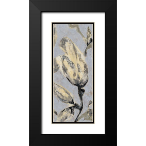 Custom Flower Bud Triptych III (ASH) Black Modern Wood Framed Art Print with Double Matting by Goldberger, Jennifer