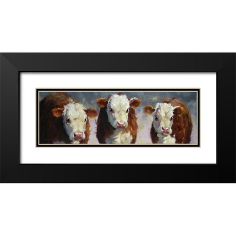 Custom Winter Calves (ASH) Black Modern Wood Framed Art Print with Double Matting by Hawley, Carolyne