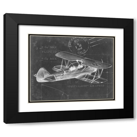 Flight Schematic I Black Modern Wood Framed Art Print with Double Matting by Harper, Ethan
