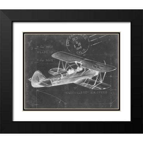 Flight Schematic I Black Modern Wood Framed Art Print with Double Matting by Harper, Ethan