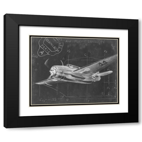 Flight Schematic II Black Modern Wood Framed Art Print with Double Matting by Harper, Ethan