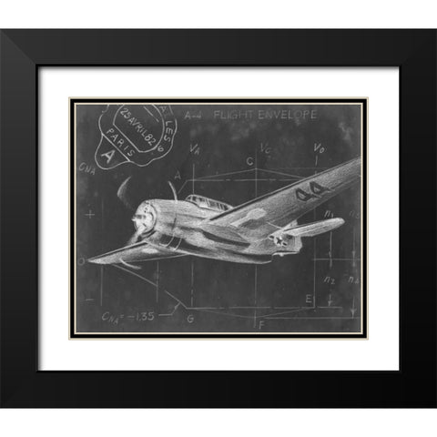 Flight Schematic II Black Modern Wood Framed Art Print with Double Matting by Harper, Ethan