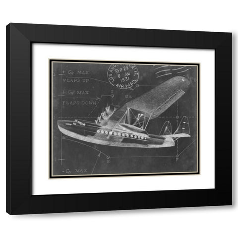 Flight Schematic III Black Modern Wood Framed Art Print with Double Matting by Harper, Ethan