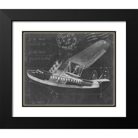 Flight Schematic III Black Modern Wood Framed Art Print with Double Matting by Harper, Ethan