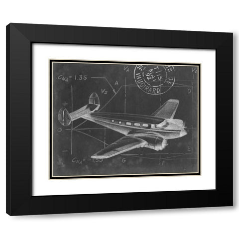 Flight Schematic IV Black Modern Wood Framed Art Print with Double Matting by Harper, Ethan
