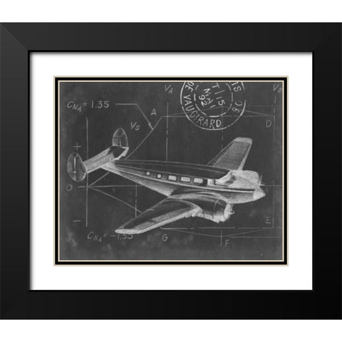 Flight Schematic IV Black Modern Wood Framed Art Print with Double Matting by Harper, Ethan