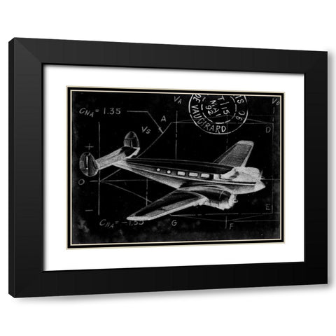Flight Schematic IV Black Modern Wood Framed Art Print with Double Matting by Ethan Harper