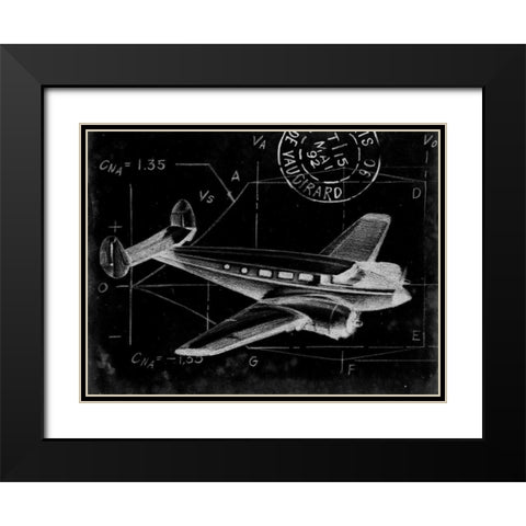Flight Schematic IV Black Modern Wood Framed Art Print with Double Matting by Ethan Harper