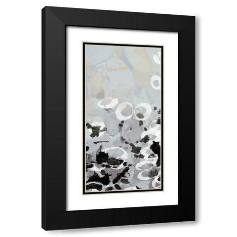 Golden Droplets I Black Modern Wood Framed Art Print with Double Matting by Goldberger, Jennifer